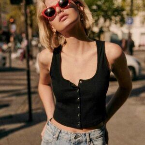 Sezane Lilou Top Black - Size M